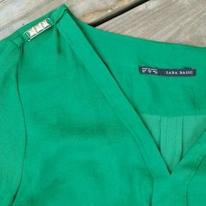 Emerald green Zara polyester blouse